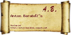 Anton Barabás névjegykártya